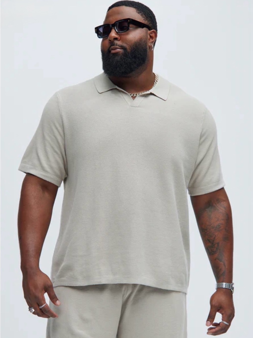 HAWKER RYE Beige Pique Jonny Collar Sweater Polo